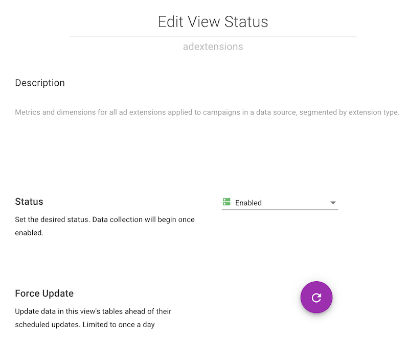 Image of the form in Shape where users enable or disable data views