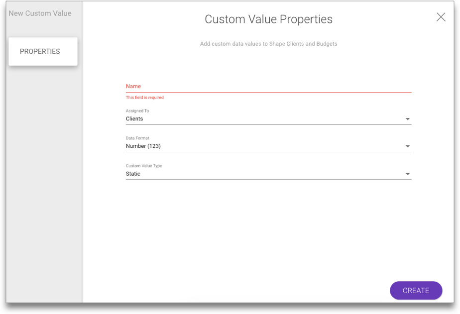 custom values create settings