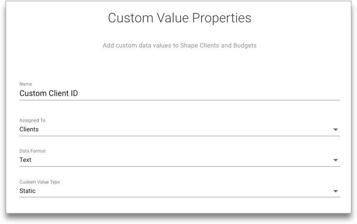 custom values custom client id example