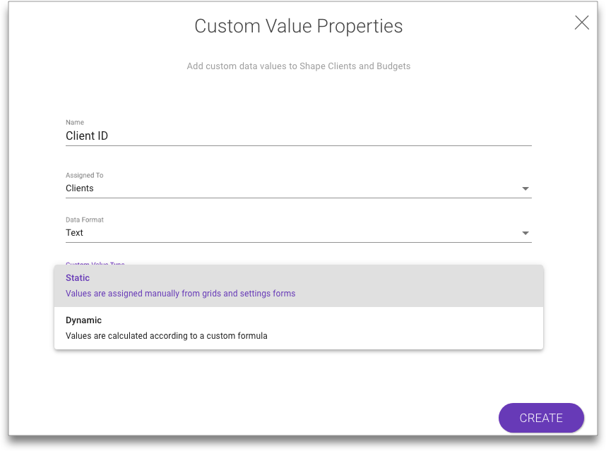 custom values static setting