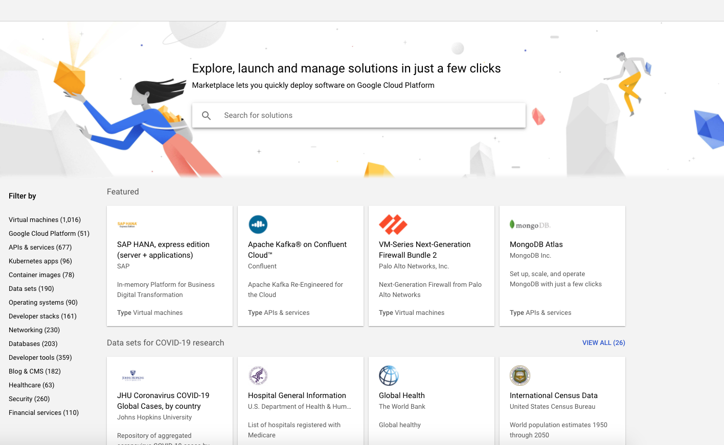Google Cloud Platform Marketplace home page