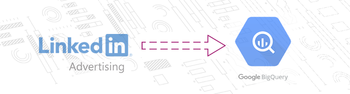 LinkedIn Ads logo with arrow toward Google BigQuery logo indicating how to import data from one into the other