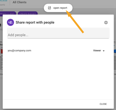 Open report button showing where to click to open Shape's In-Platform Reports