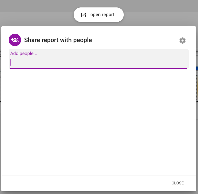 Screenshot showing the form Shape users enter contacts' email addresses to share reports with them.