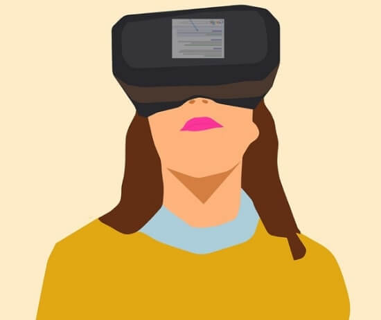 woman viewing PPC ads on virtual reality headset