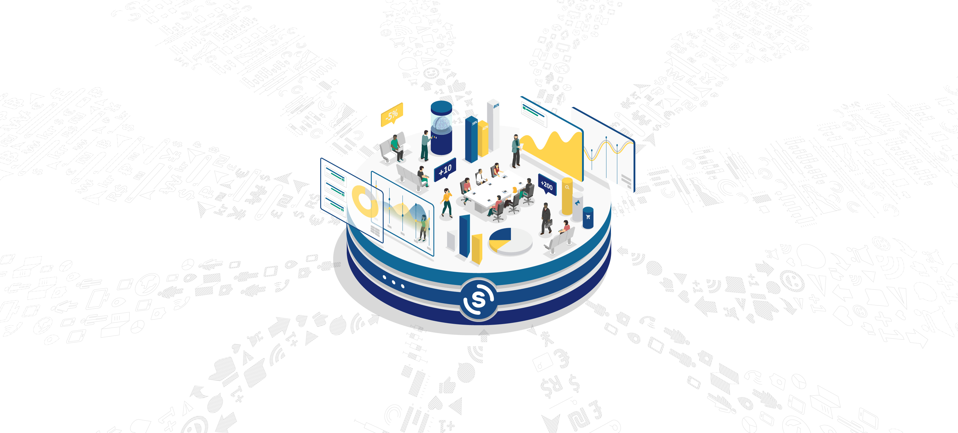 Agency employees working and viewing PPC data that is powered by/on top of a Shape Advertising Data Infrastructure stack