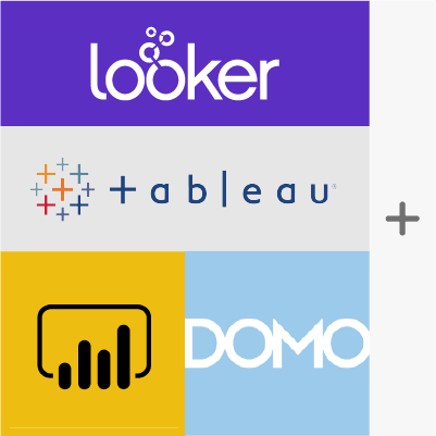 Image showing BI tool logos for tools you can link to Shape advertising data infrastructure